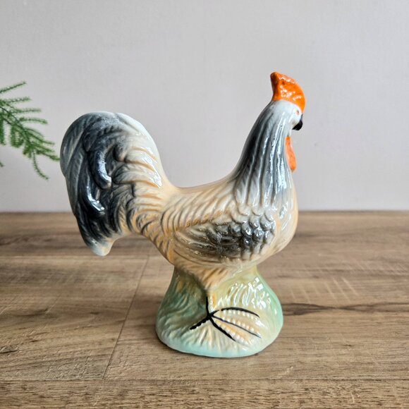 Vintage 1980s Iridescent Lusterware Rooster Ceramic Figurine Farmhouse Decor - Picture 4 of 6